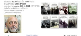 Firma del General Blas Piñar en la Caseta 141 de SND Editores en la Feria del Libro de Madrid